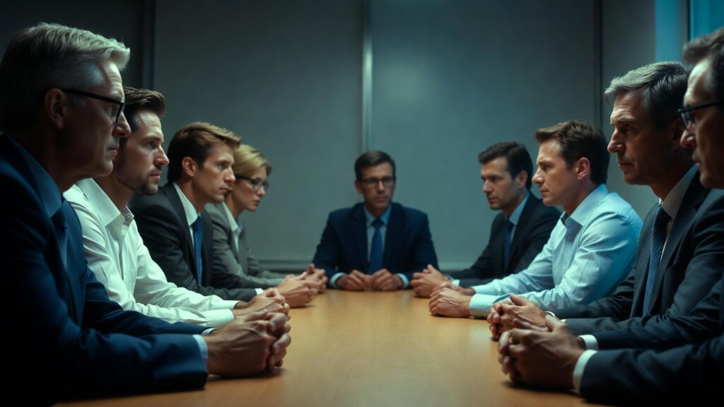 Microgerenciamento Destrutivo: Como Ele Sabota a Produtividade e Enfraquece Equipes de Alta Performance 4 Equipe desmotivada em ambiente corporativo tenso