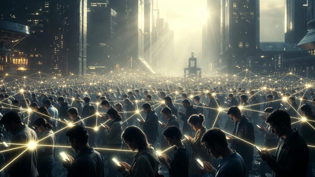 Paradoxo da Conexão Digital: Por Que Estamos Mais Conectados e Mais Solitários? 2 sociedade hiperconectada pela tecnologia