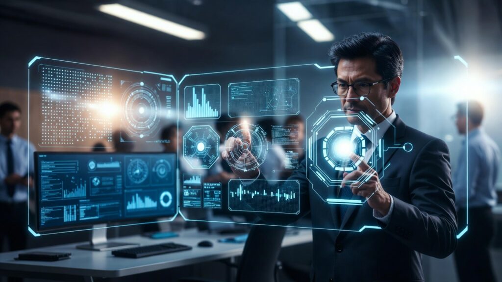 O Futuro da Liderança com Inteligência Artificial: 7 Estratégias Essenciais para Líderes Modernos 3 Líder utilizando tecnologia de inteligência artificial