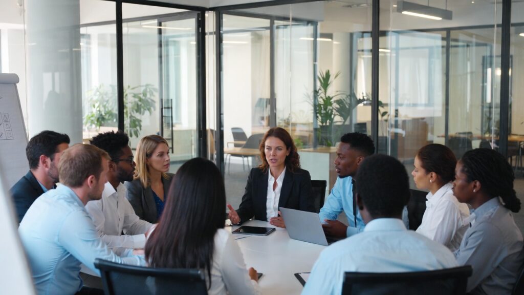 Cultura Organizacional Forte na Prática: 7 Estratégias Para Construir Valores Reais e Não Apenas Declarar Intenções 2 Líder analisando decisão estratégica com equipe alinhada